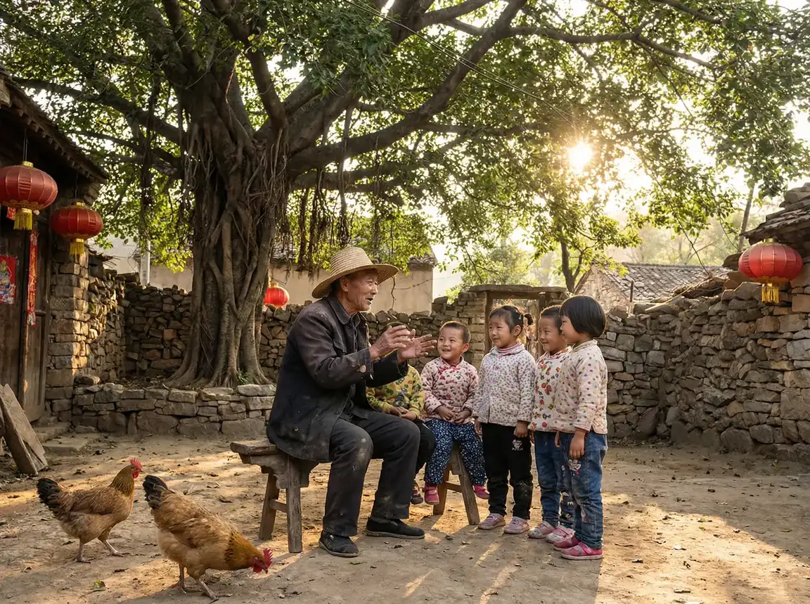 老人在大榕树下给孩子们讲故事 - 白虎在线观看免费完整版 乡村记忆